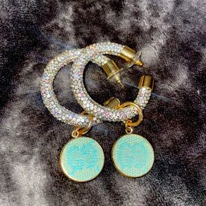 Baby blue upcycled GG earrings